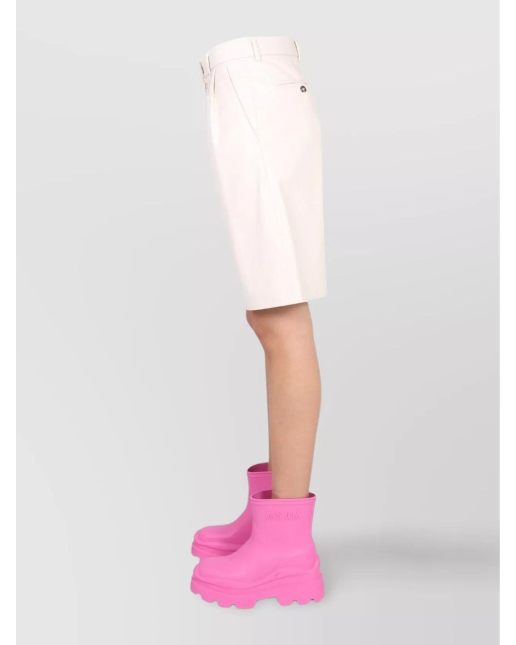 MSGM Pink Faux Leather Knee-Length Bermuda Shorts
