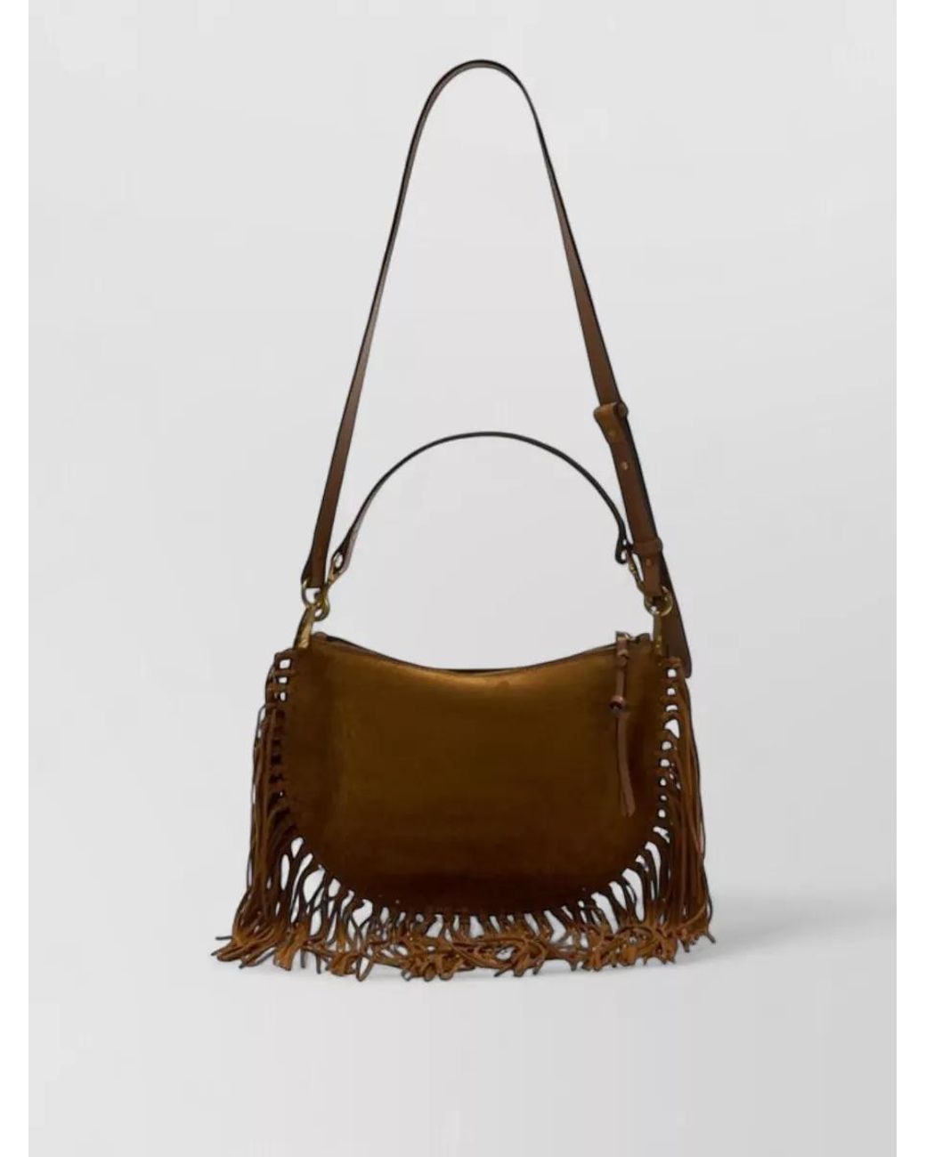 Isabel Marant White Oskan Soft Zip Fringe Suede Shoulder Bag