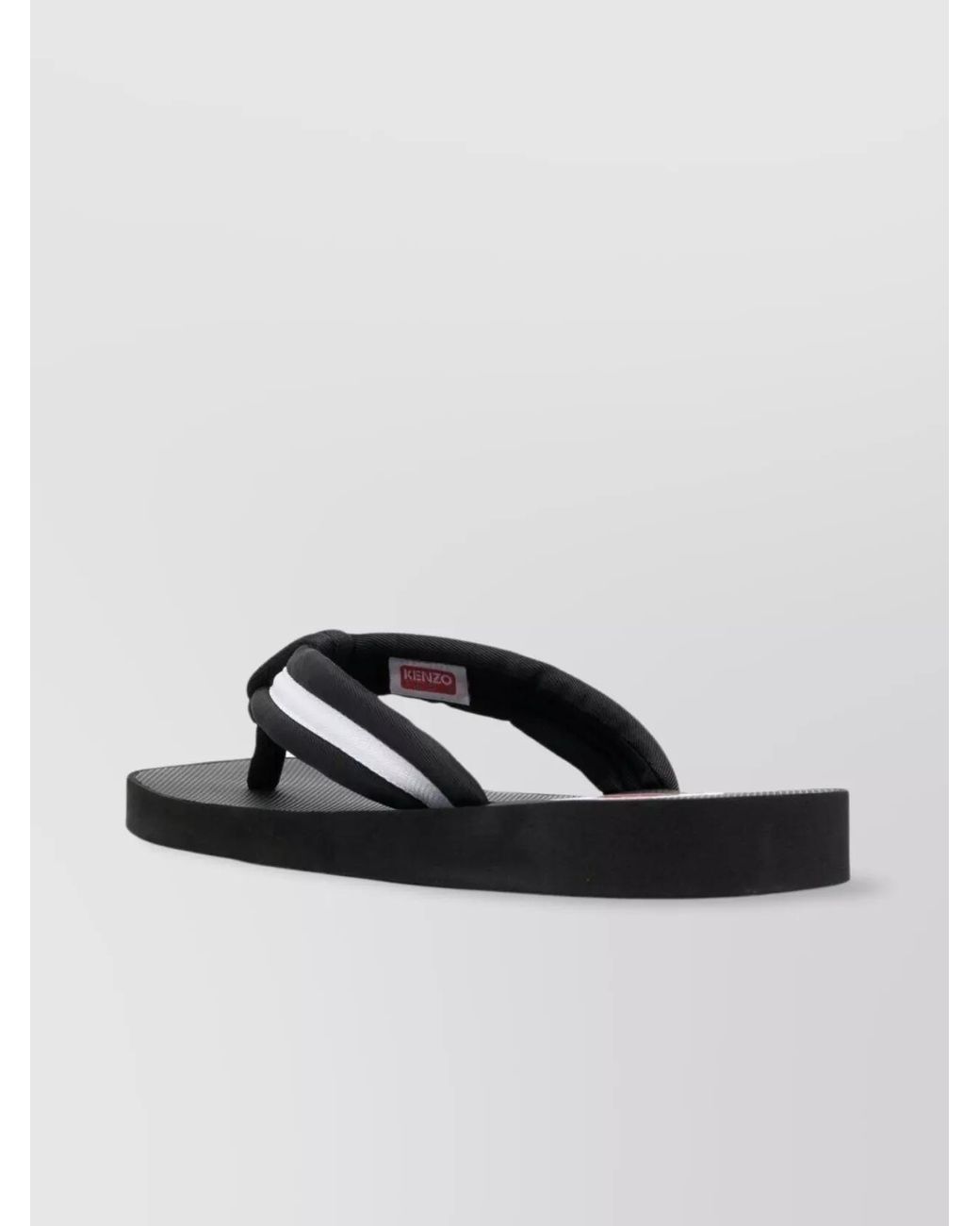 KENZO Black Striped Logo-Patch Slides for men
