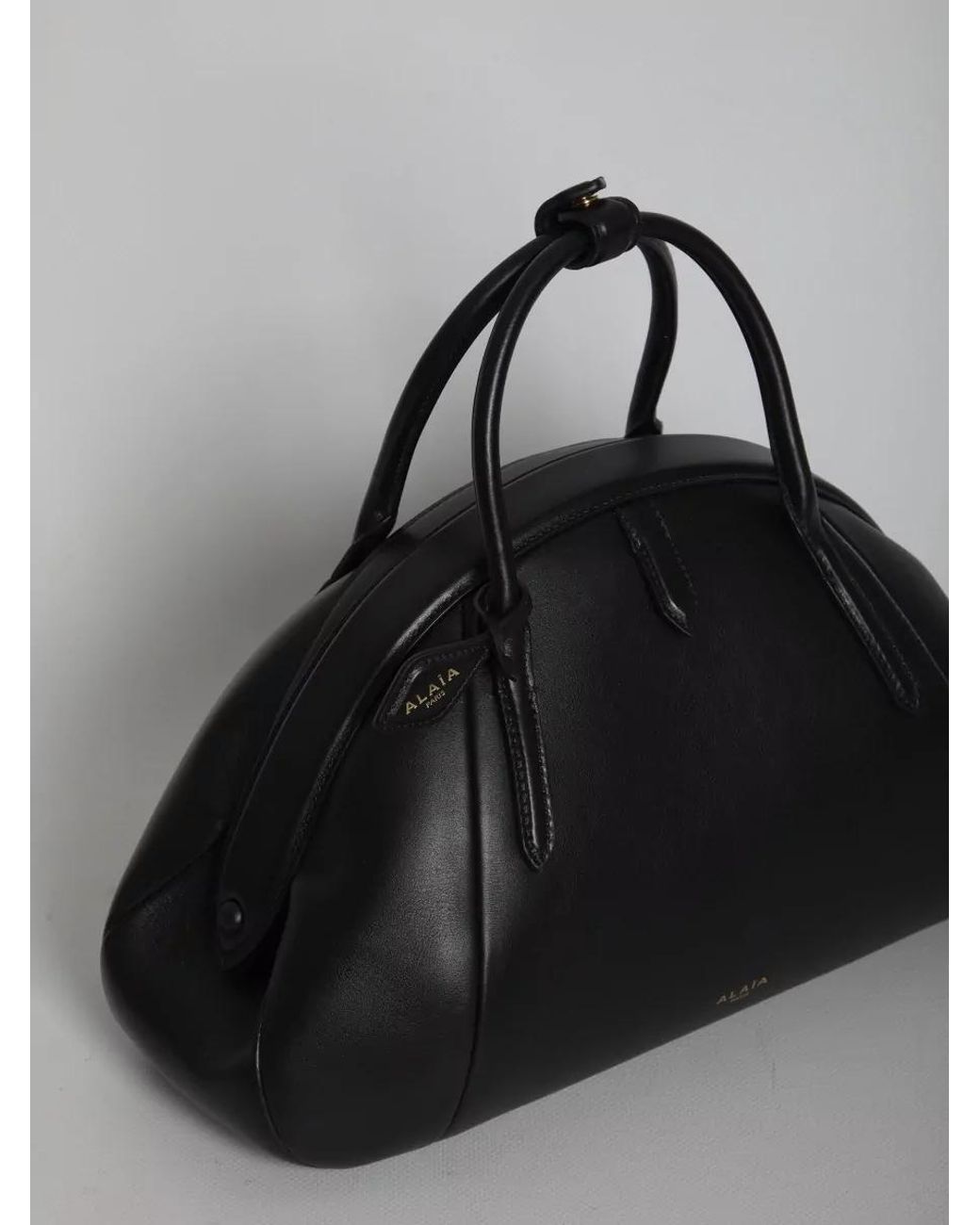 Alaïa Black Leather Top Handle Tote Bag