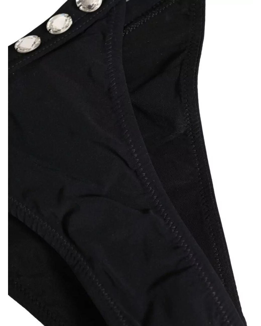Dolce & Gabbana Black Crystal-Embellished Bikini Bottoms