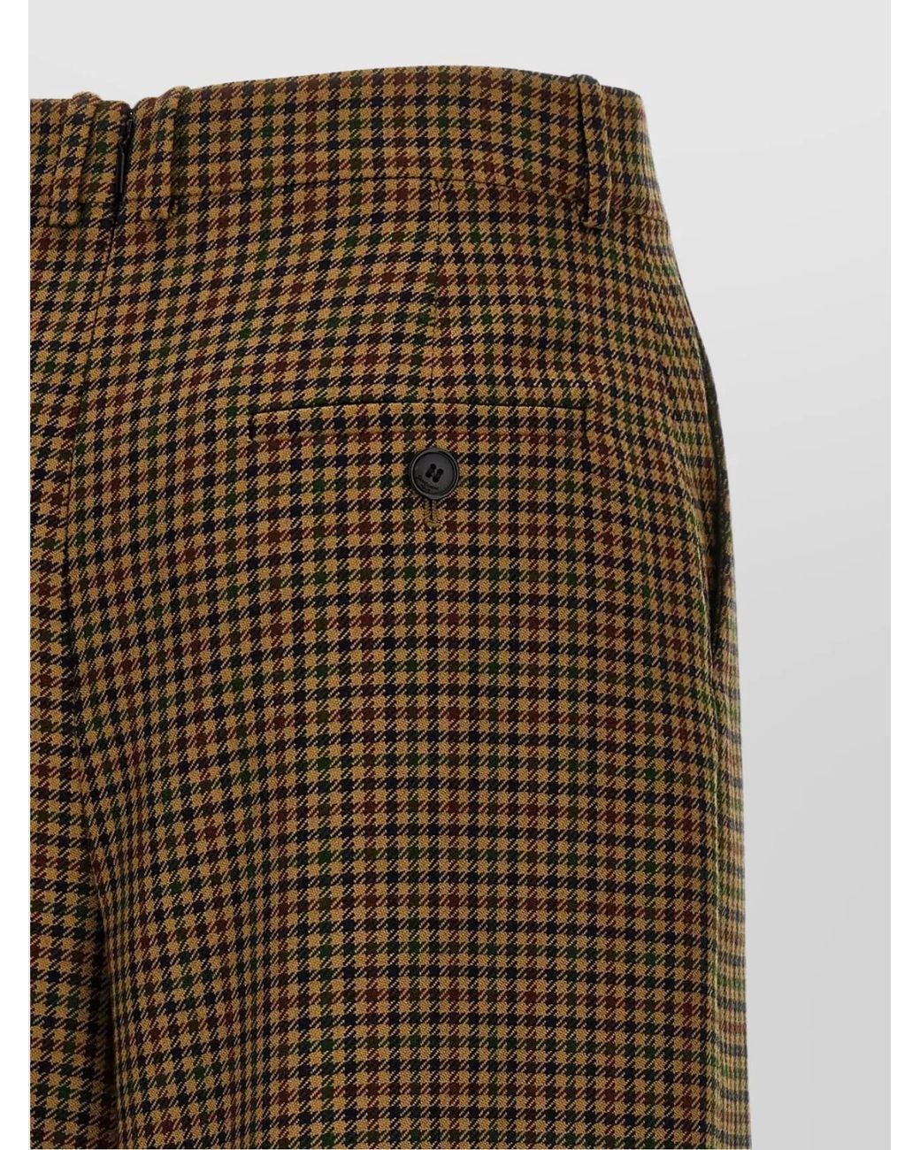 Saint Laurent Green Wool Checked Mid-Rise Wide-Leg Midi Culottes
