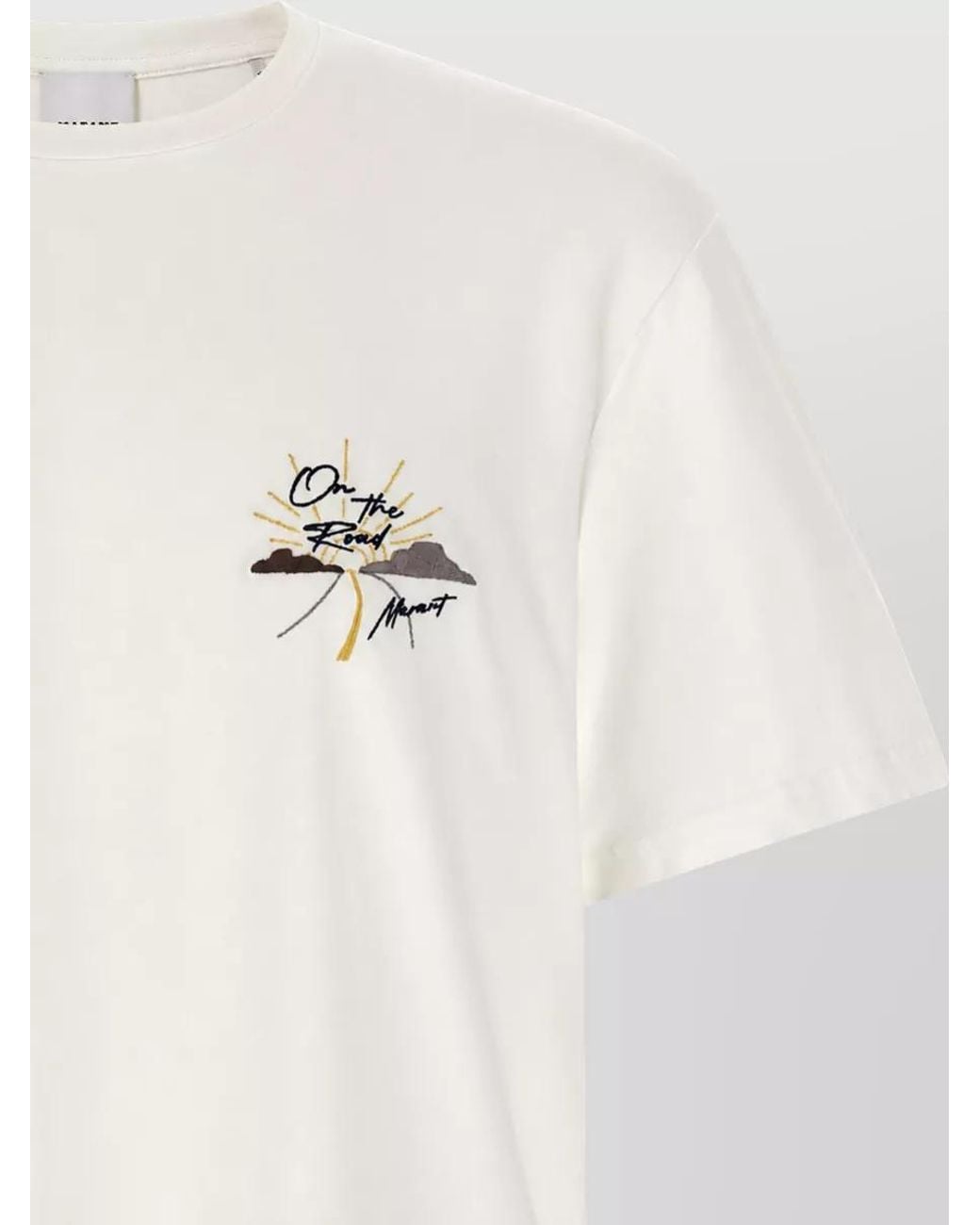 Isabel Marant Natural Cotton Jersey Honore Embroidered Short-Sleeve T-Shirt for men