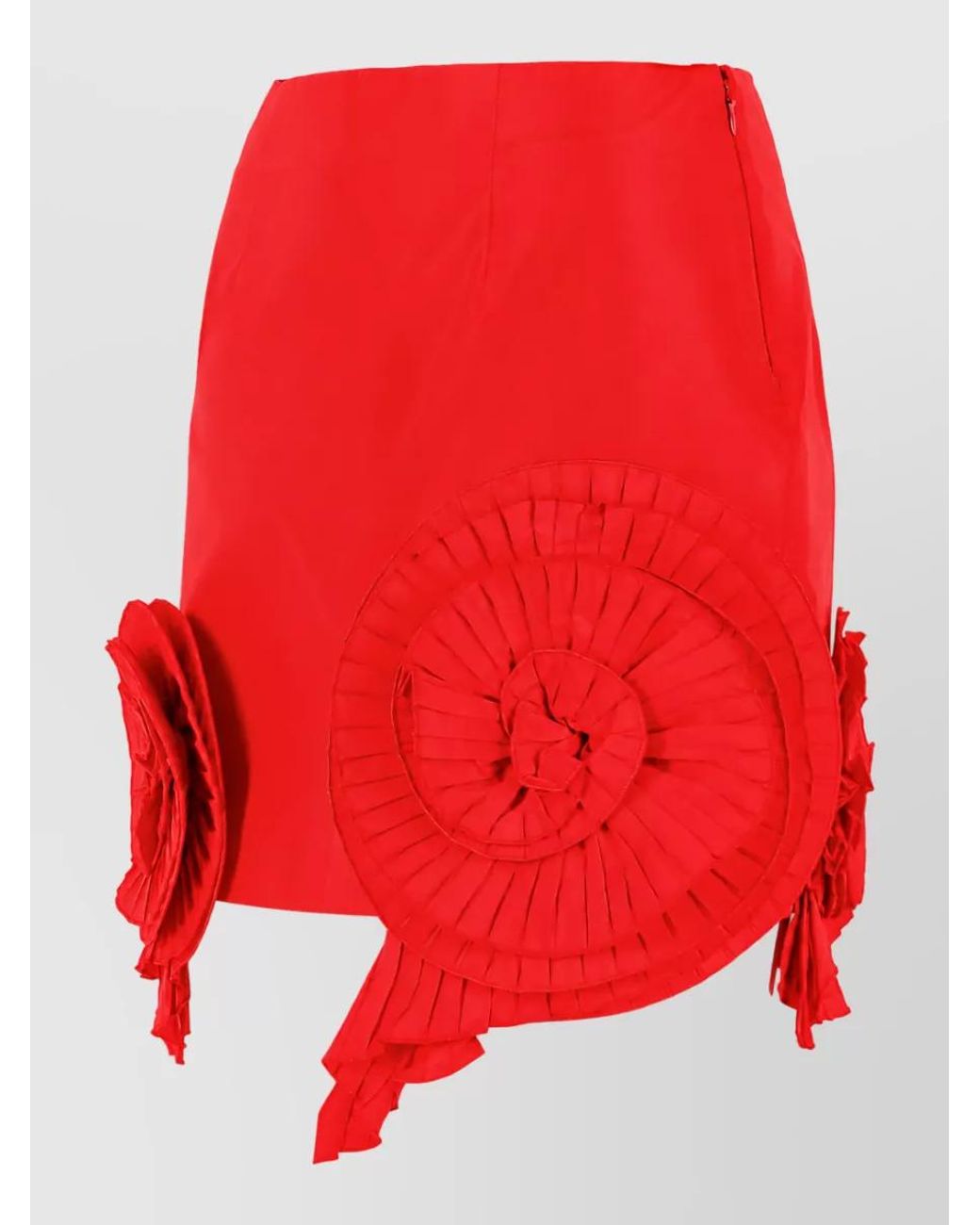 Blumarine Red Taffeta Mini Skirt With 3D Roses
