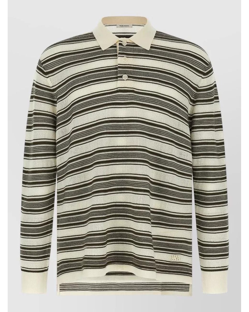Wales Bonner Gray Striped Long-Sleeve Polo Shirt for men