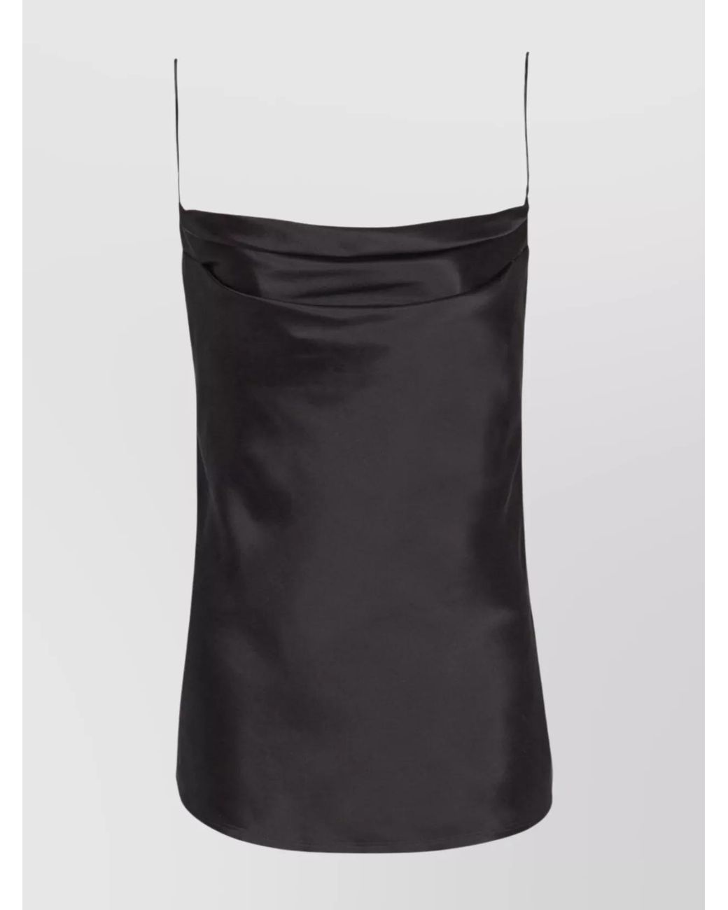 Balmain Black Silk Square-Neck Tank Top