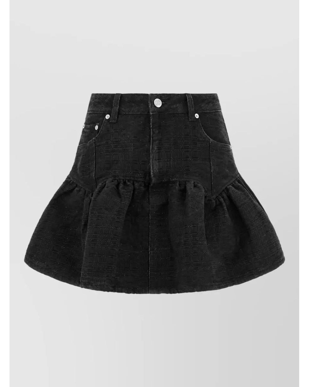 Ganni Black Lurex Denim Mini Skirt
