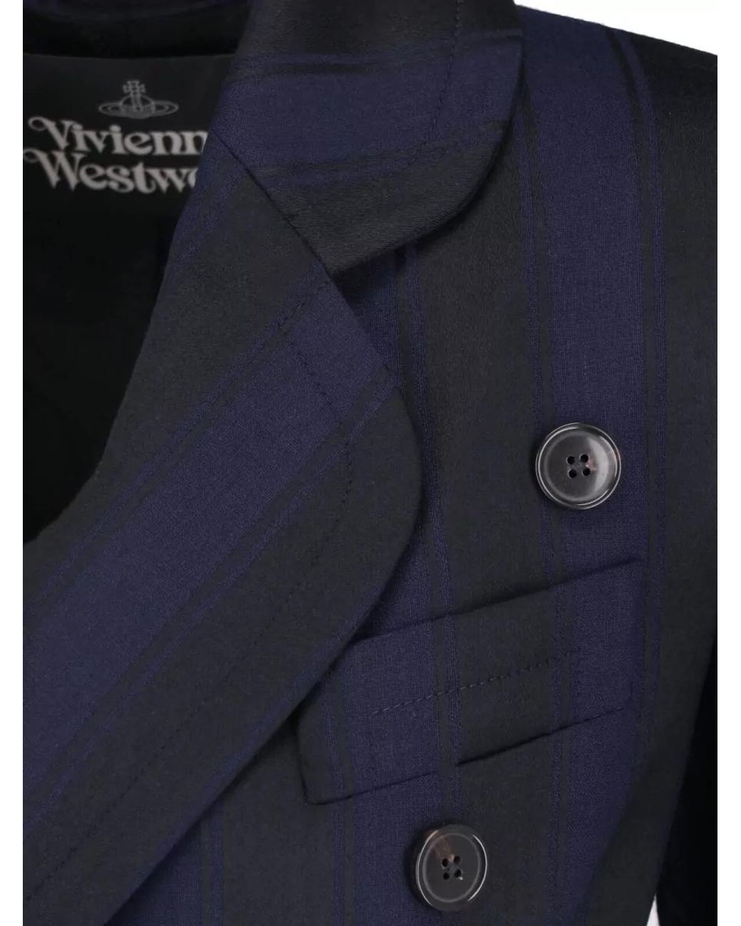 Vivienne Westwood Blue Striped Double-Breasted Wool Blazer