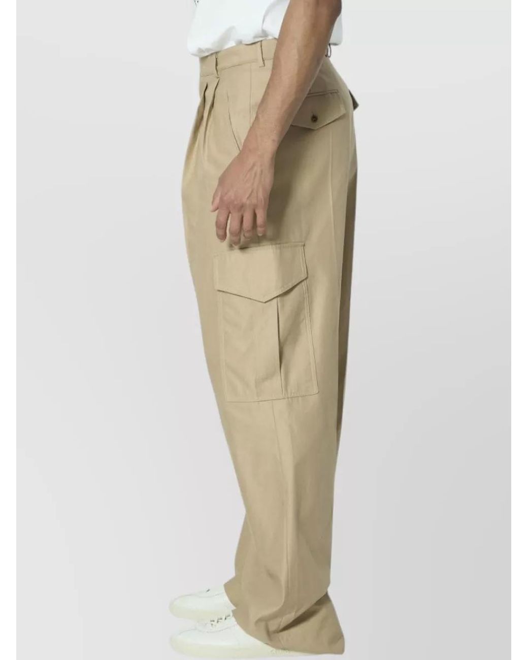 Céline Natural Cotton Mid-Rise Wide-Leg Cargo Trousers for men