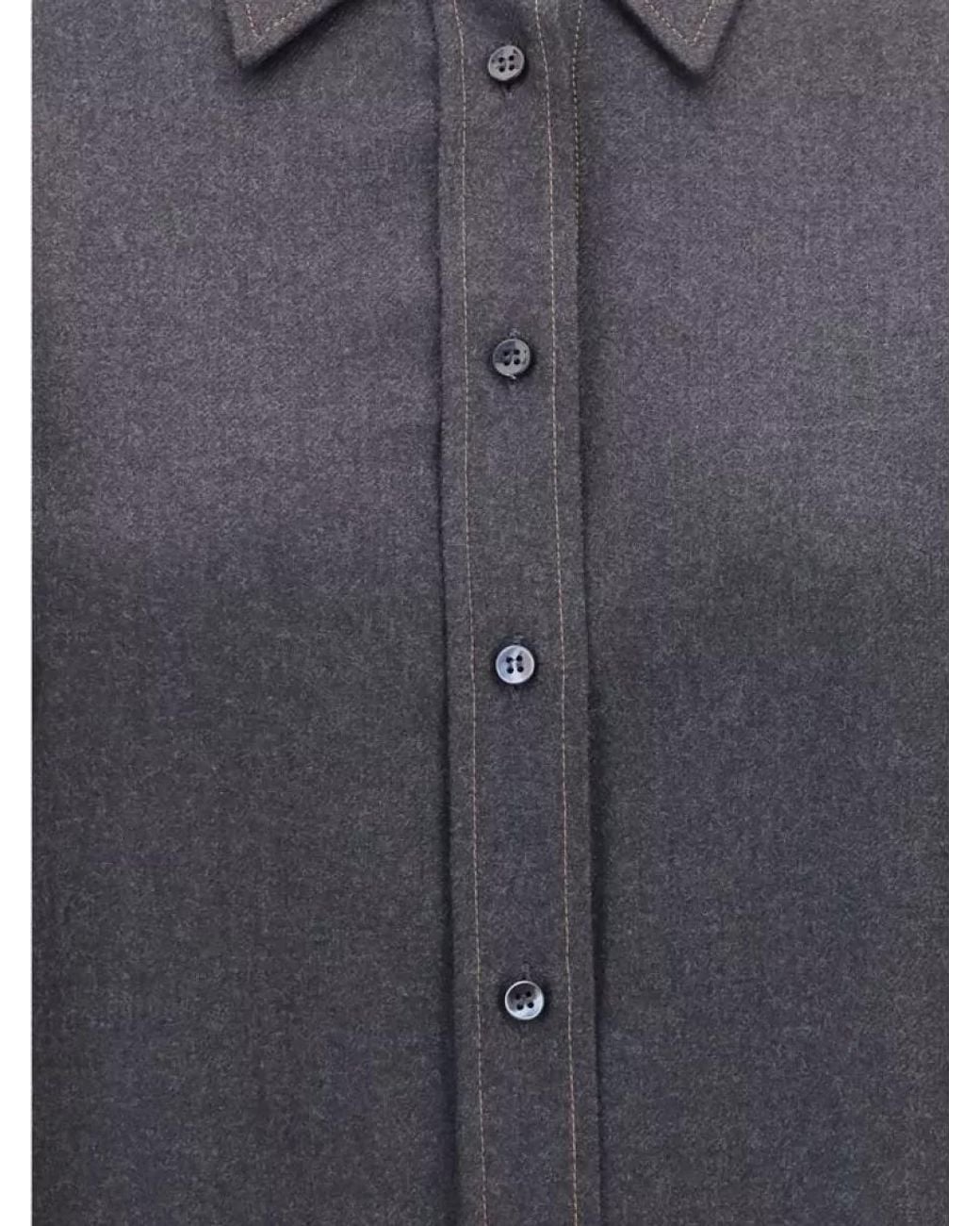 Brunello Cucinelli Black Wool Dress Shirt