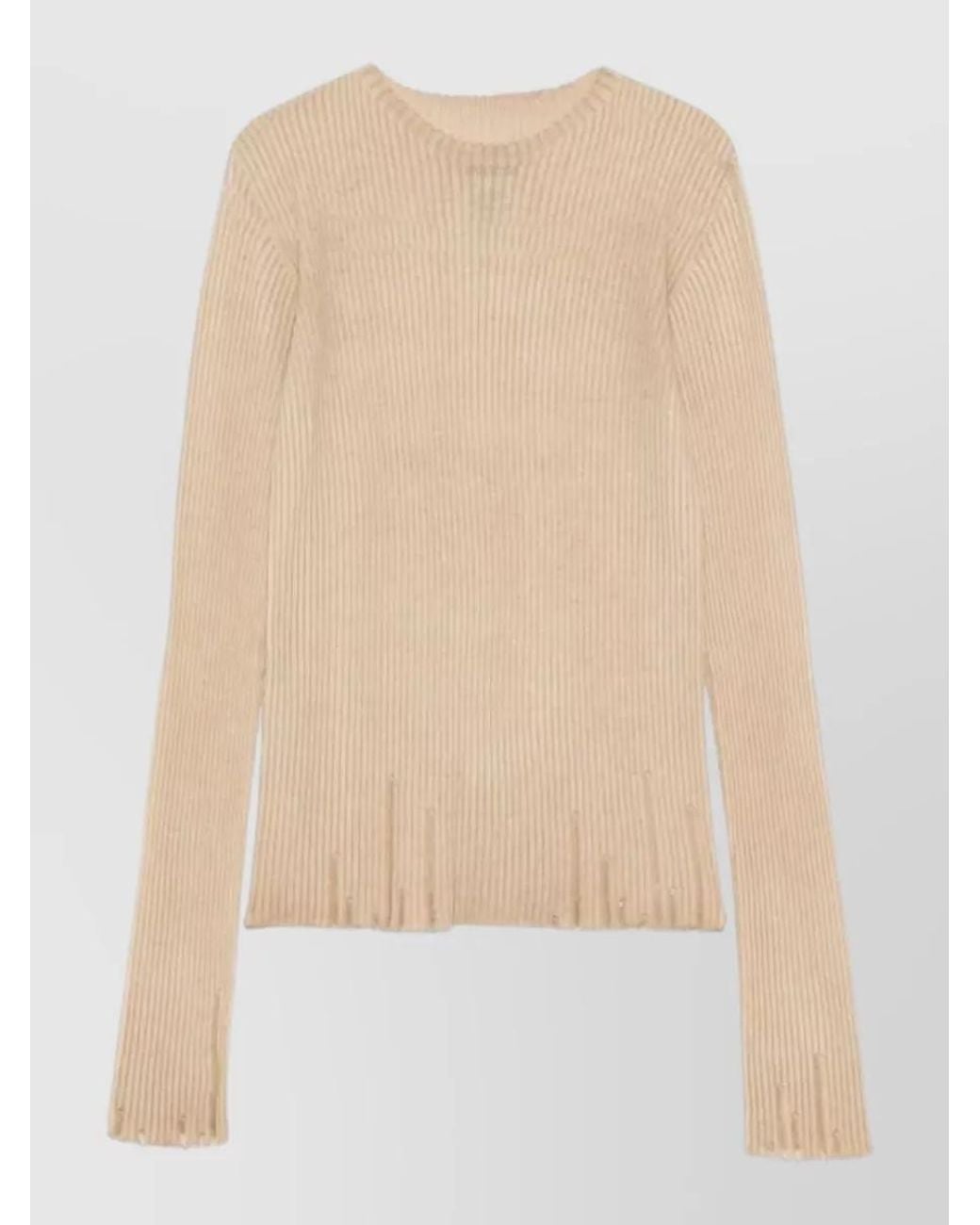 Uma Wang Natural Wool Ribbed Long Sleeve Sweatshirt