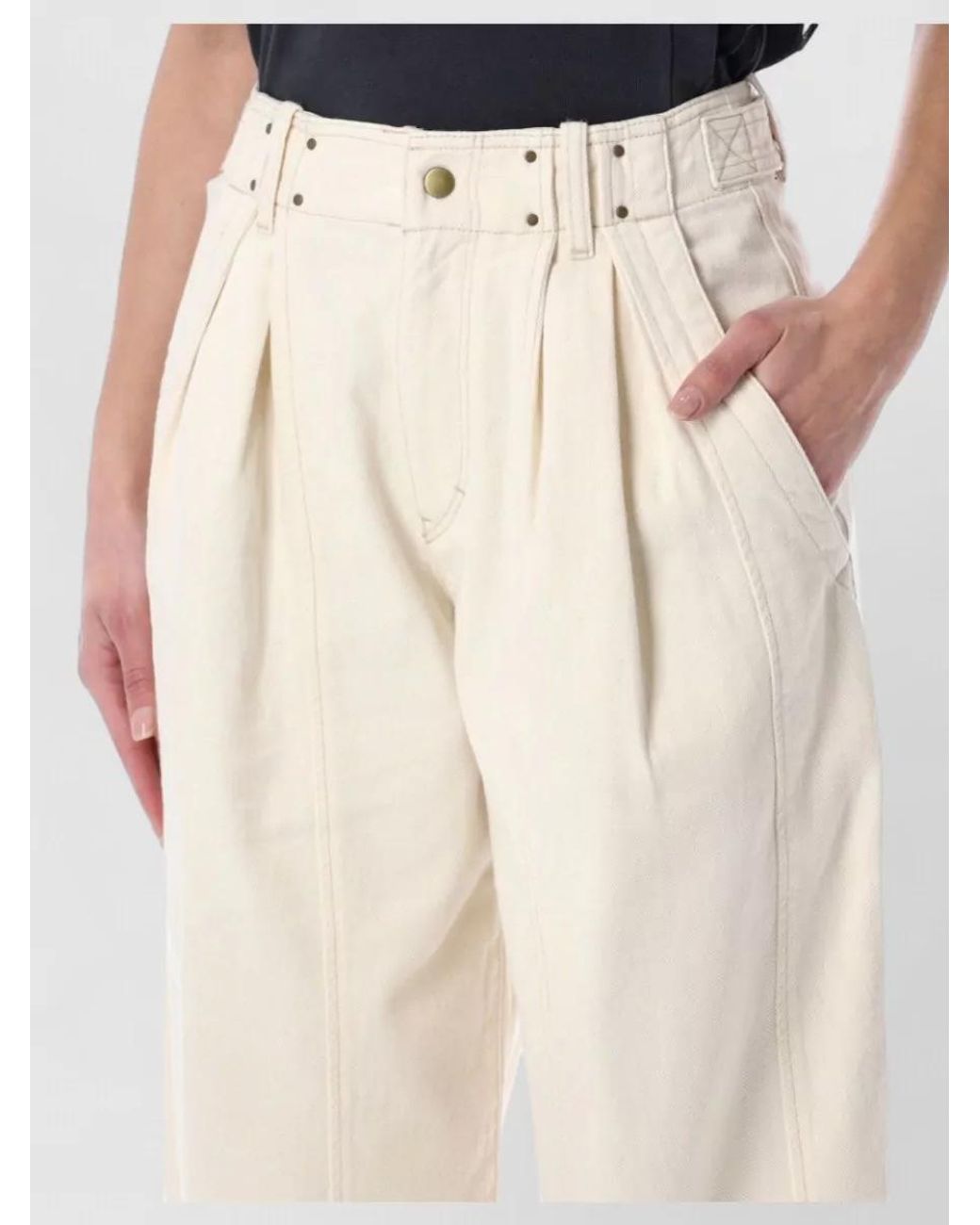 Isabel Marant Multicolor Denim Pleated Wide-Leg Trousers