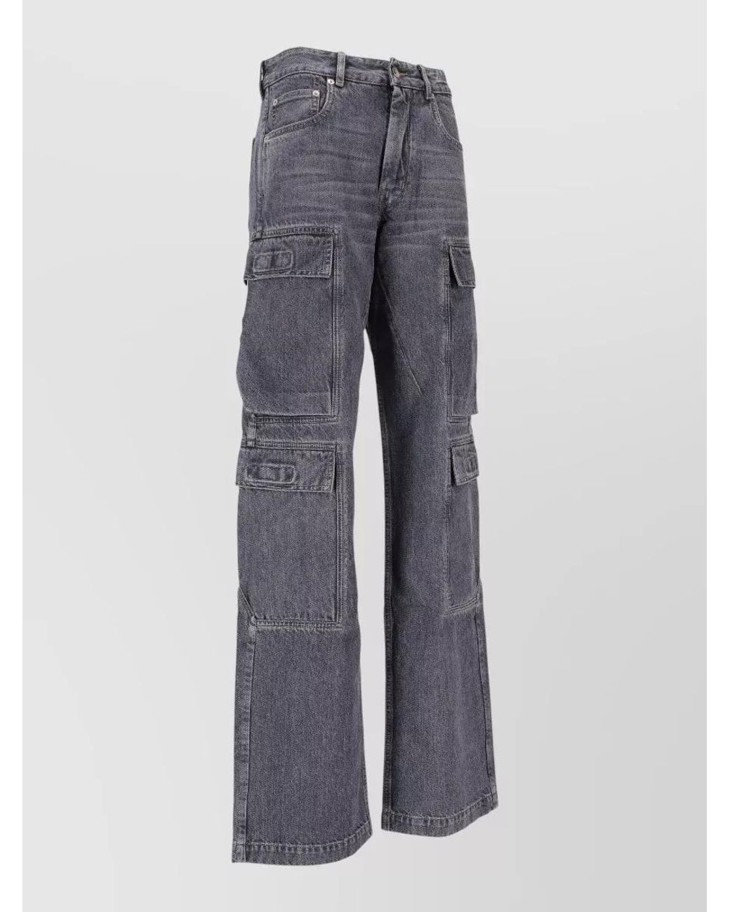 Rick Owens Gray Cotton Wide-Leg Cargo Jeans