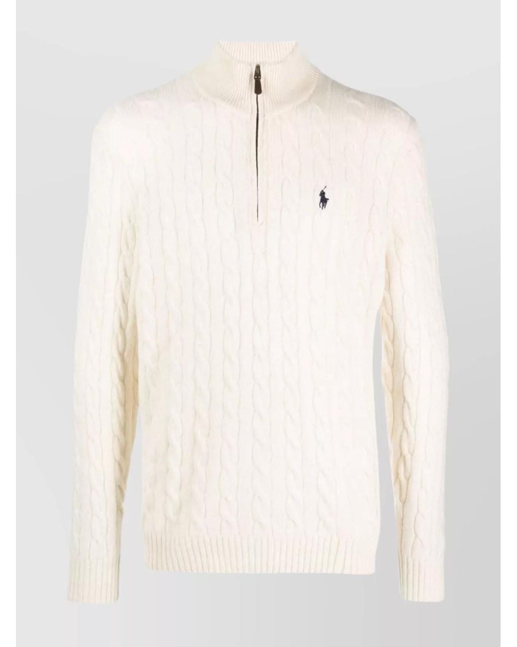 Polo Ralph Lauren Natural Cable-Knit Wool And Cashmere Half-Zip Sweater for men