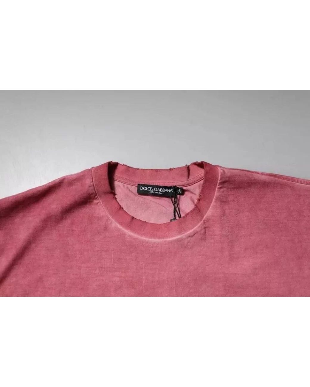 Dolce & Gabbana Pink Logo Print Cotton Crew Neck T-Shirt for men