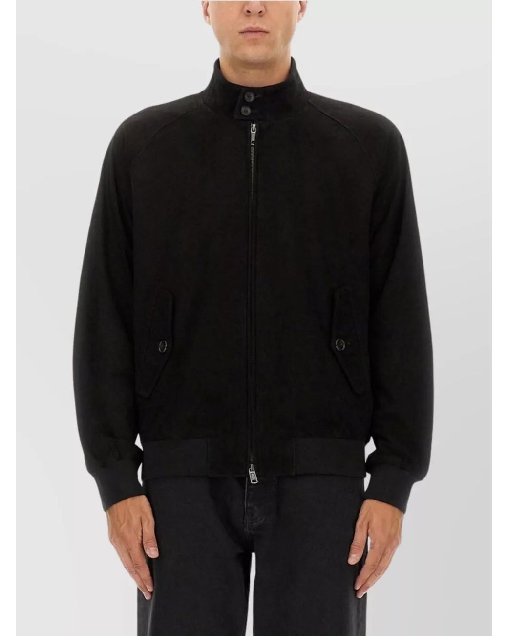 Baracuta Black Leather Harrington Jacket for men