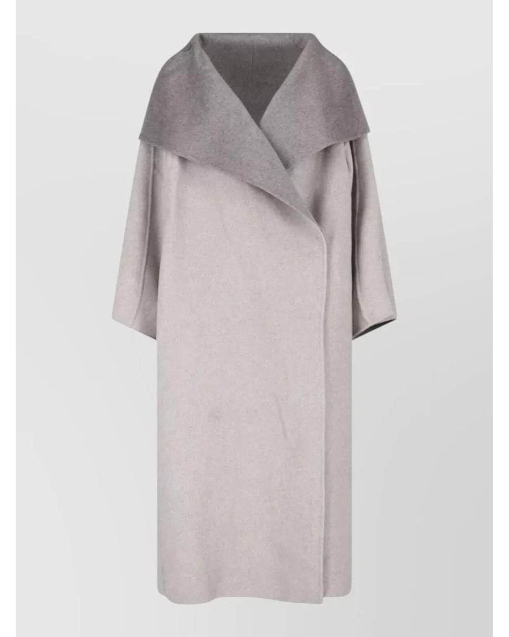Frankie Shop Gray Wool Funnel Neck Single Breasted Coat