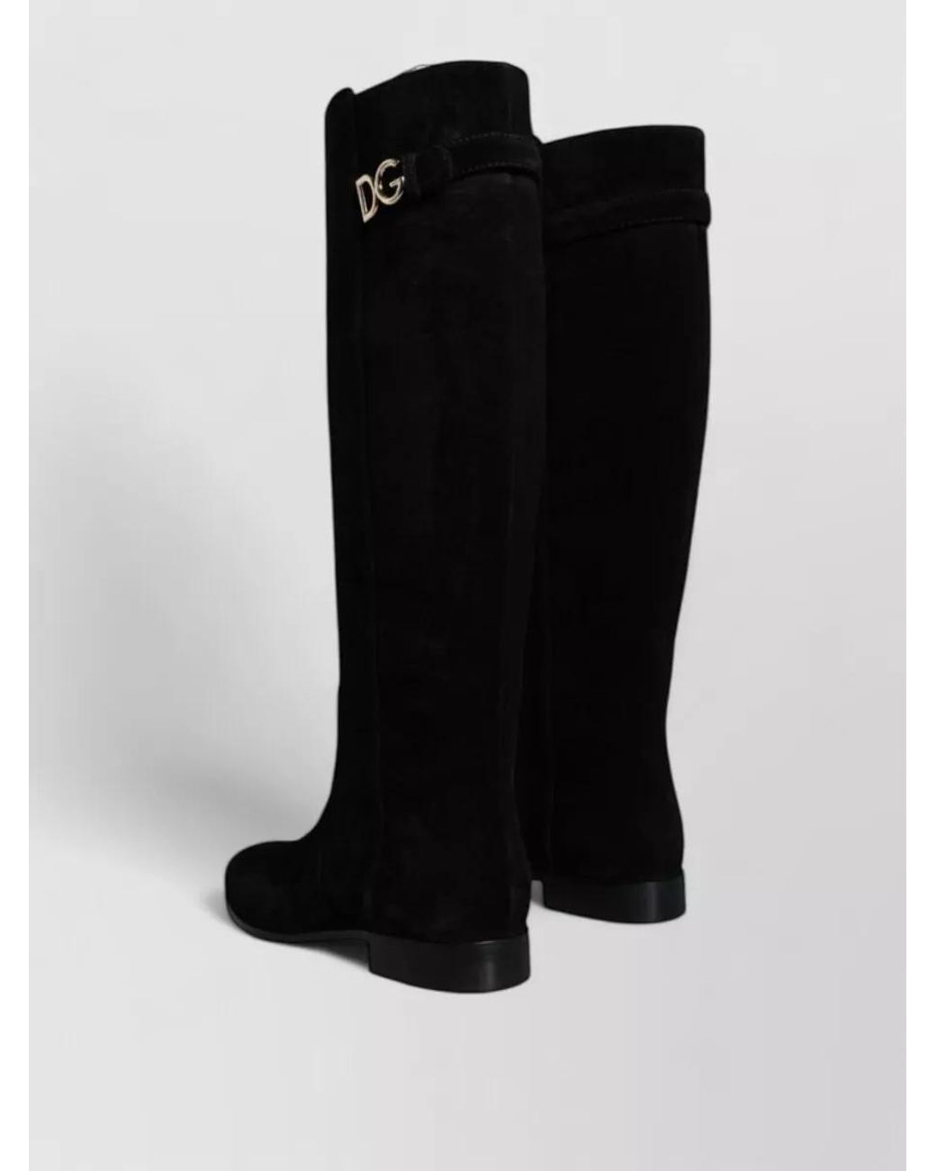 Dolce & Gabbana Black Suede Leather Knee-High Boots
