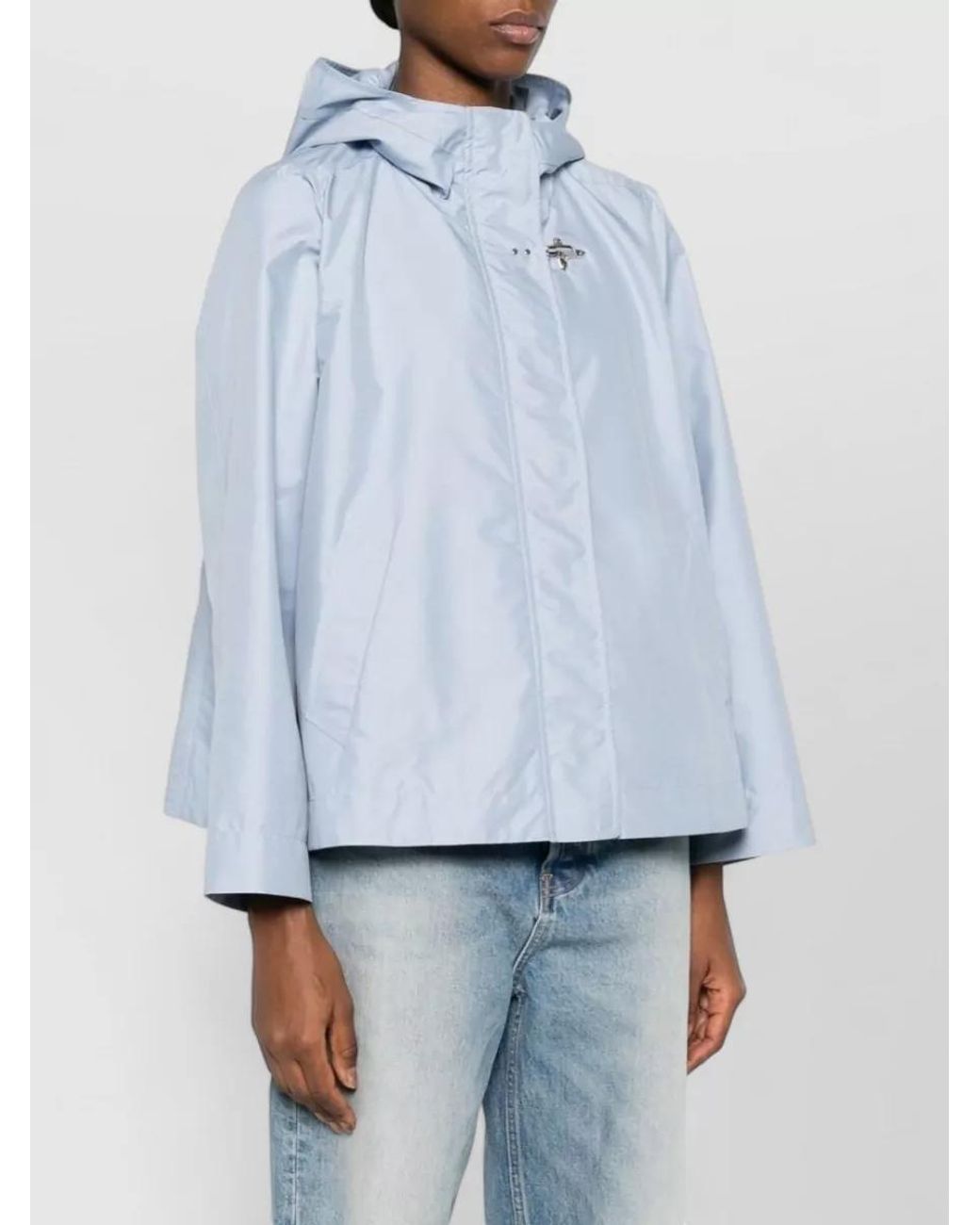 Fay Blue Hooded Parka Coat Drawstring Hem Pockets