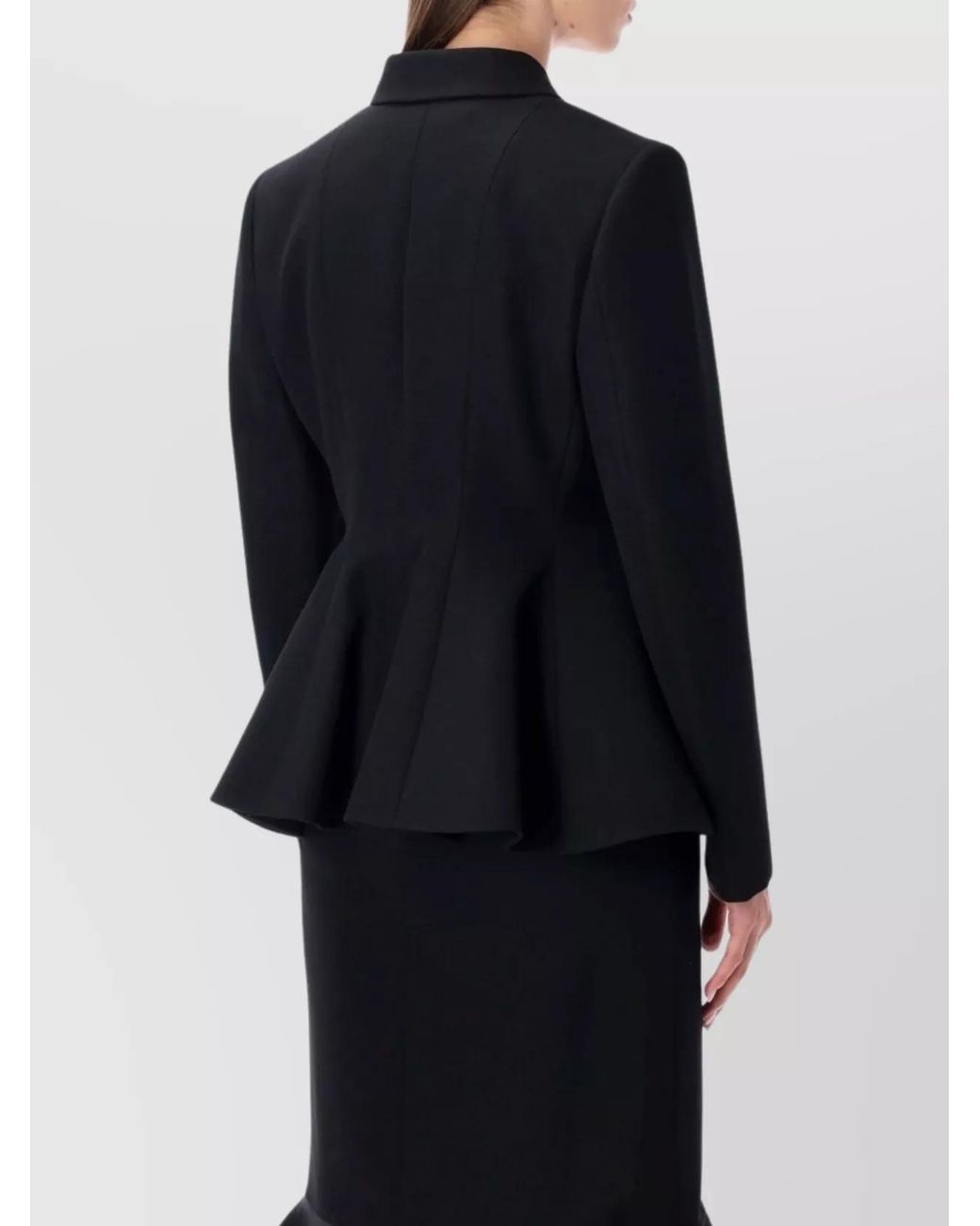 Fendi Black Virgin Wool Peplum Fitted Jacket