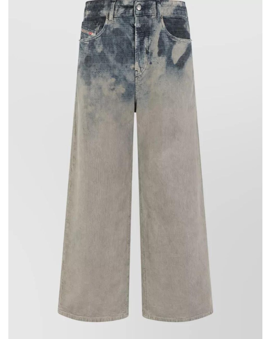 DIESEL Gray Checked Denim Palazzo Jeans