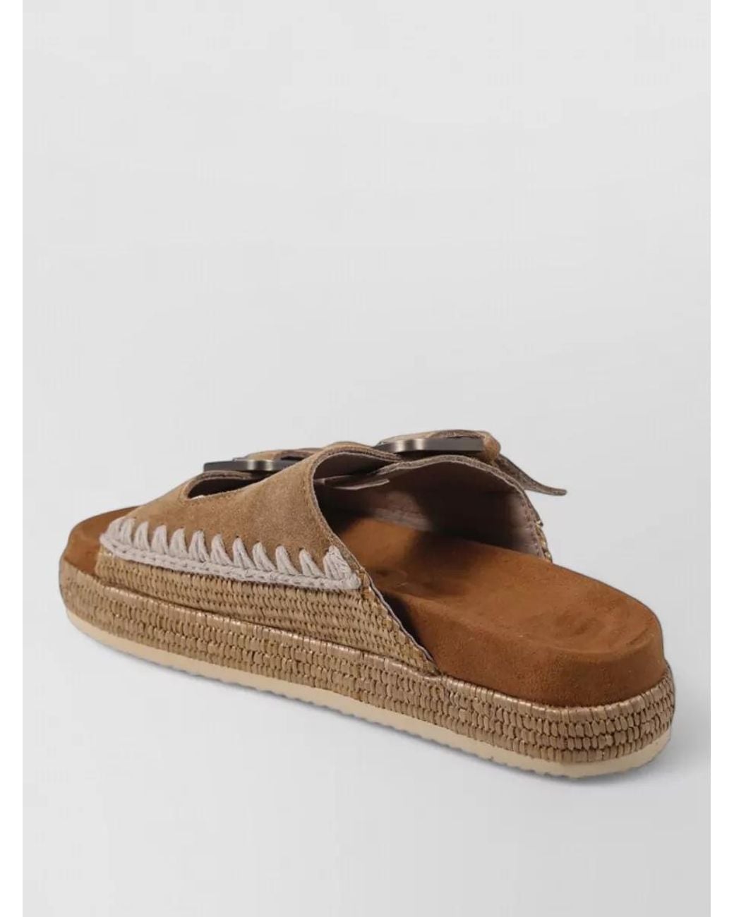 Mou Brown Leather Two Buckle Sandals
