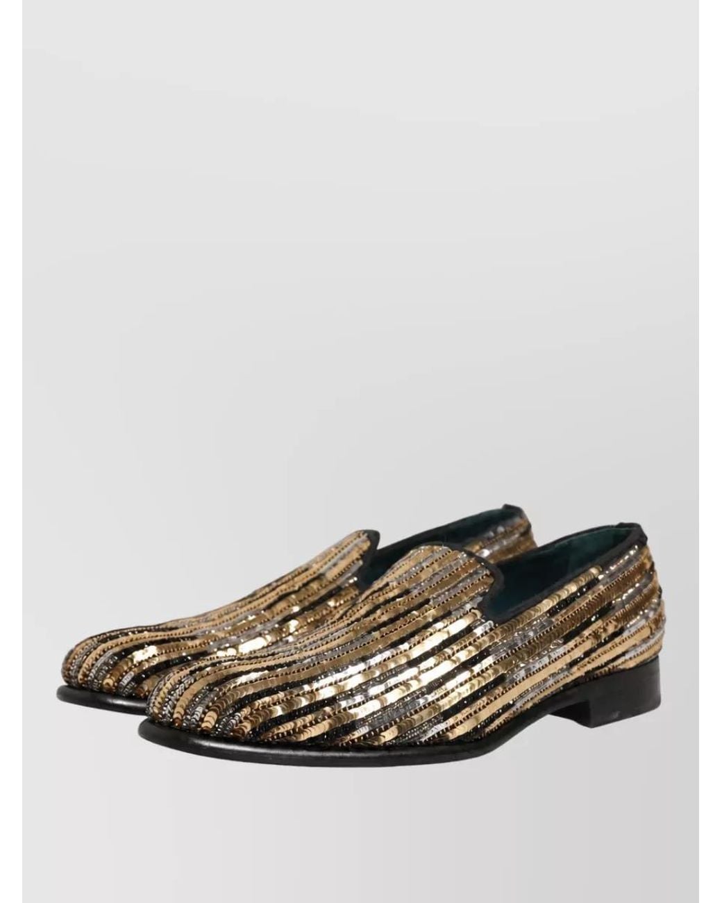 Dolce & Gabbana Multicolor Leather Sequin Embellished Loafers for men