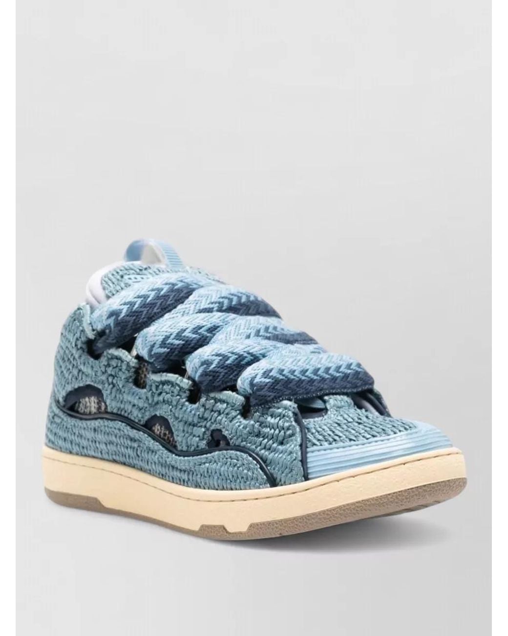 Lanvin Blue Paneled Low-Top Sneakers for men