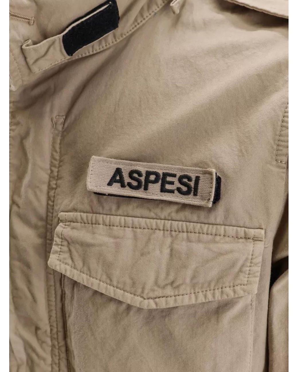 Aspesi Natural Field Cotton Jacket Hood And Pockets for men