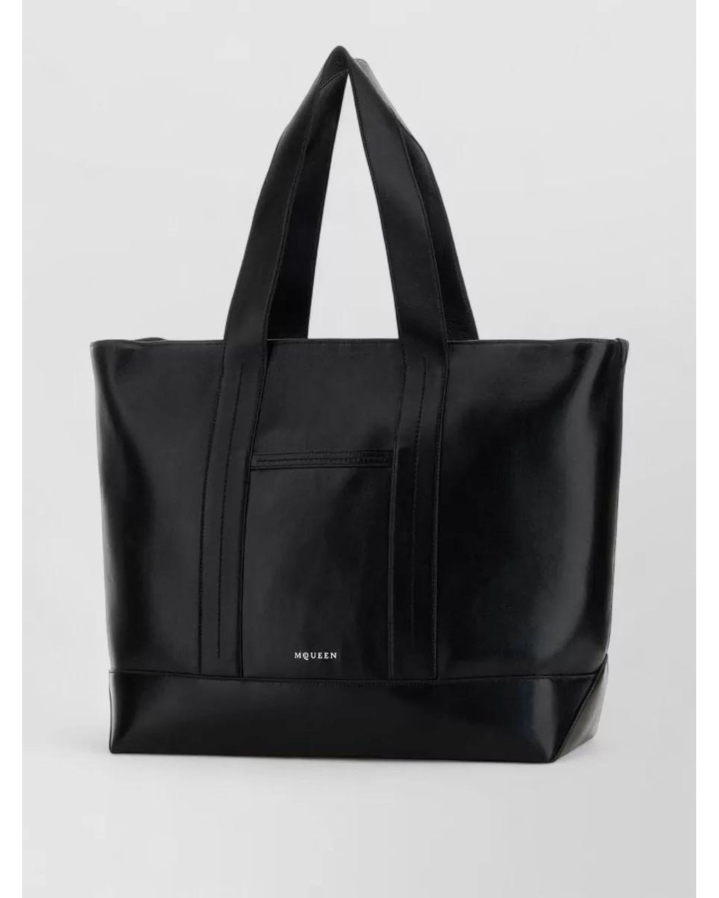 McQueen Black Leather Shoulder Bag for men