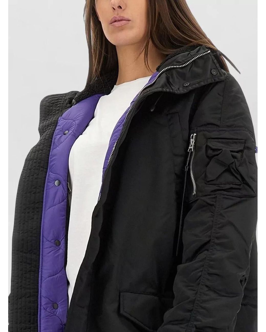 Alpha Industries Black Nylon Long Parka Coat