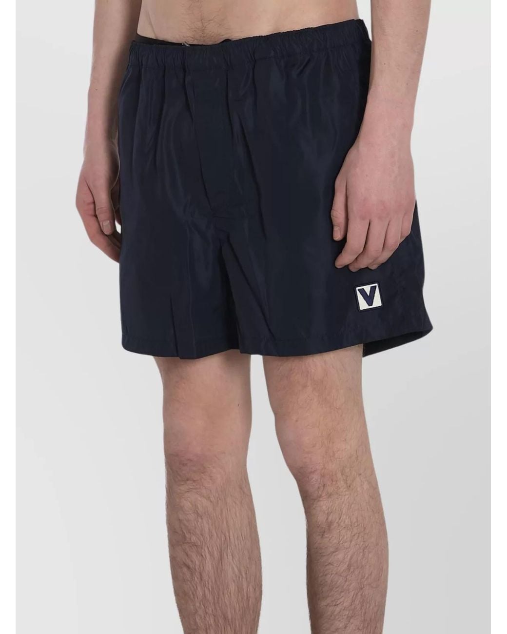 Valentino Garavani Blue Logo-Patch Swim Shorts for men