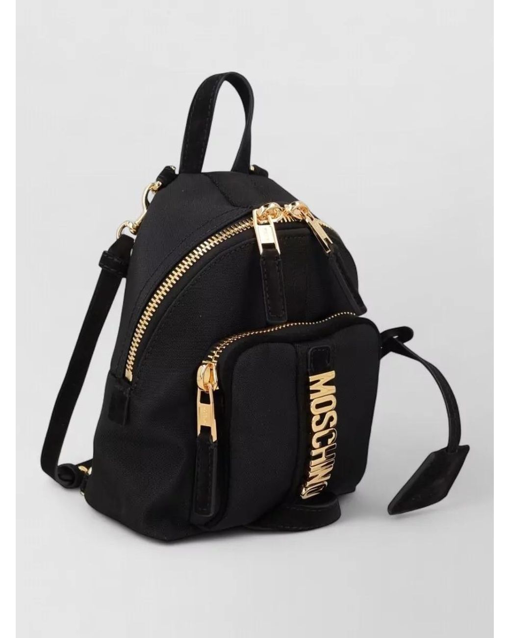 Moschino Black Polyester Leather Backpack
