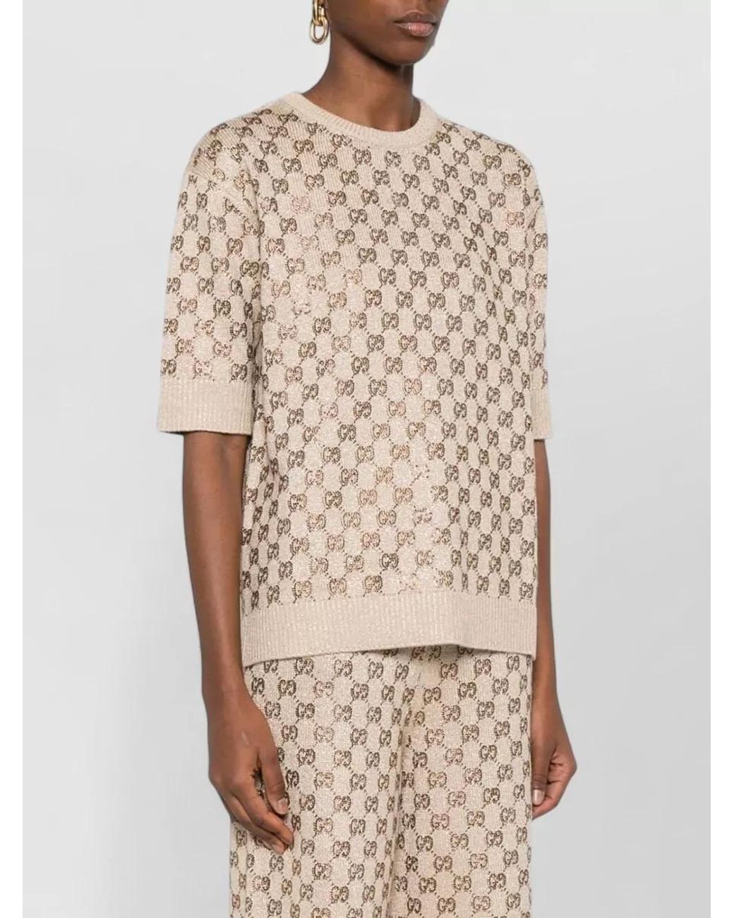 Gucci Natural Wool Logo-Print Sweater