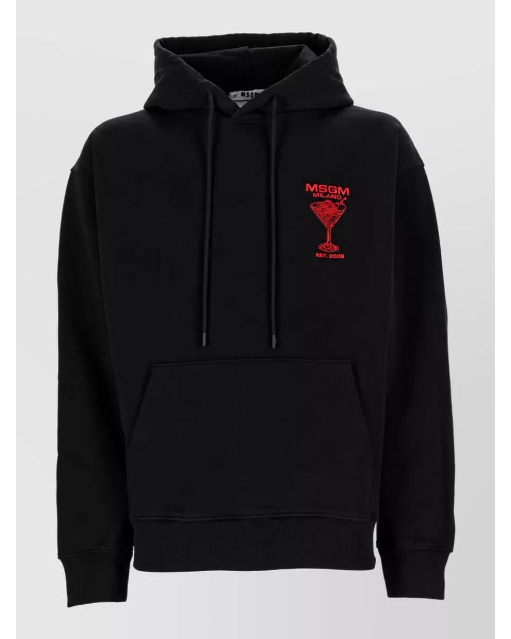 MSGM Black Cotton Hoodie for men