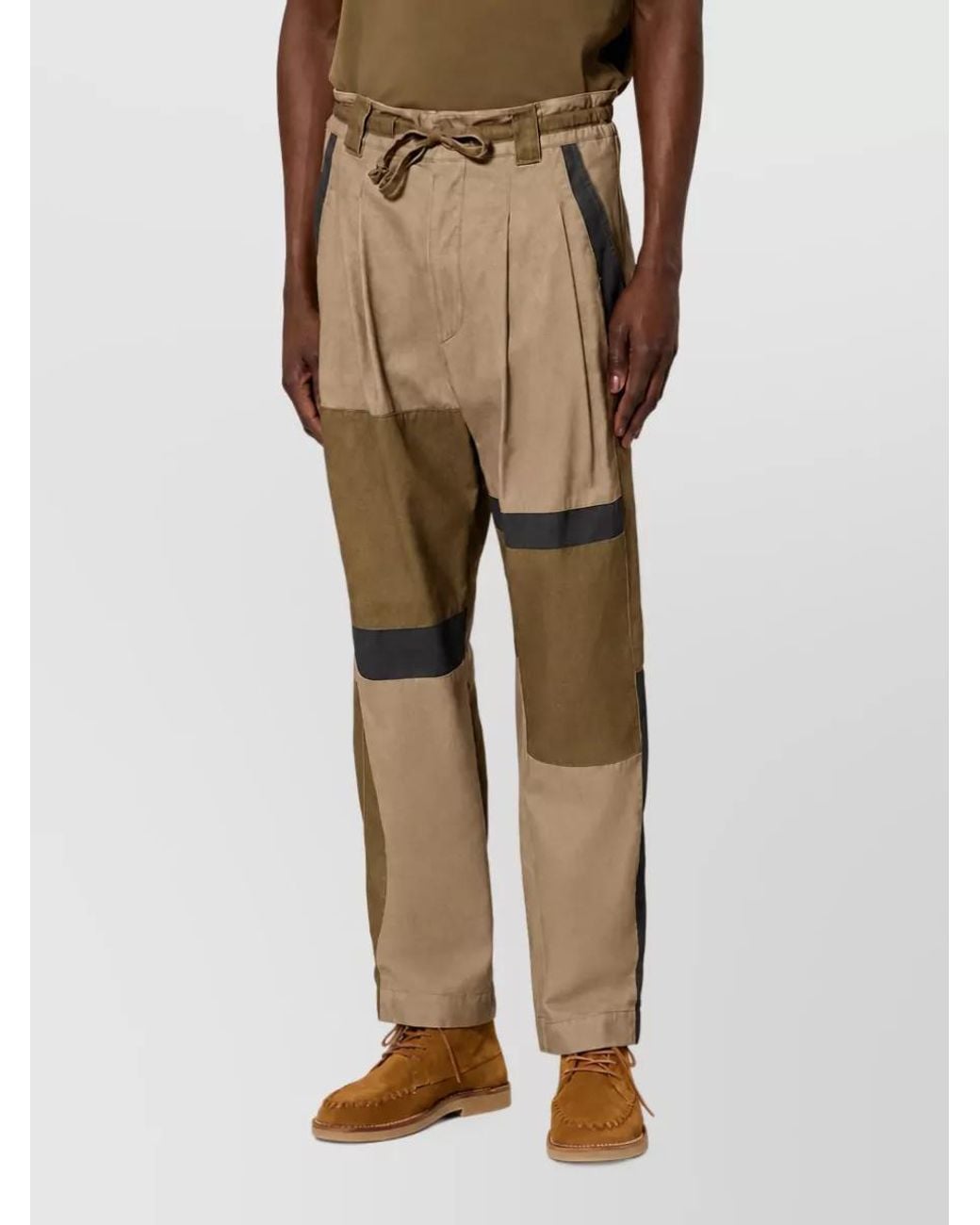 Isabel Marant Natural Cotton Paneled Relaxed-Fit Trousers for men