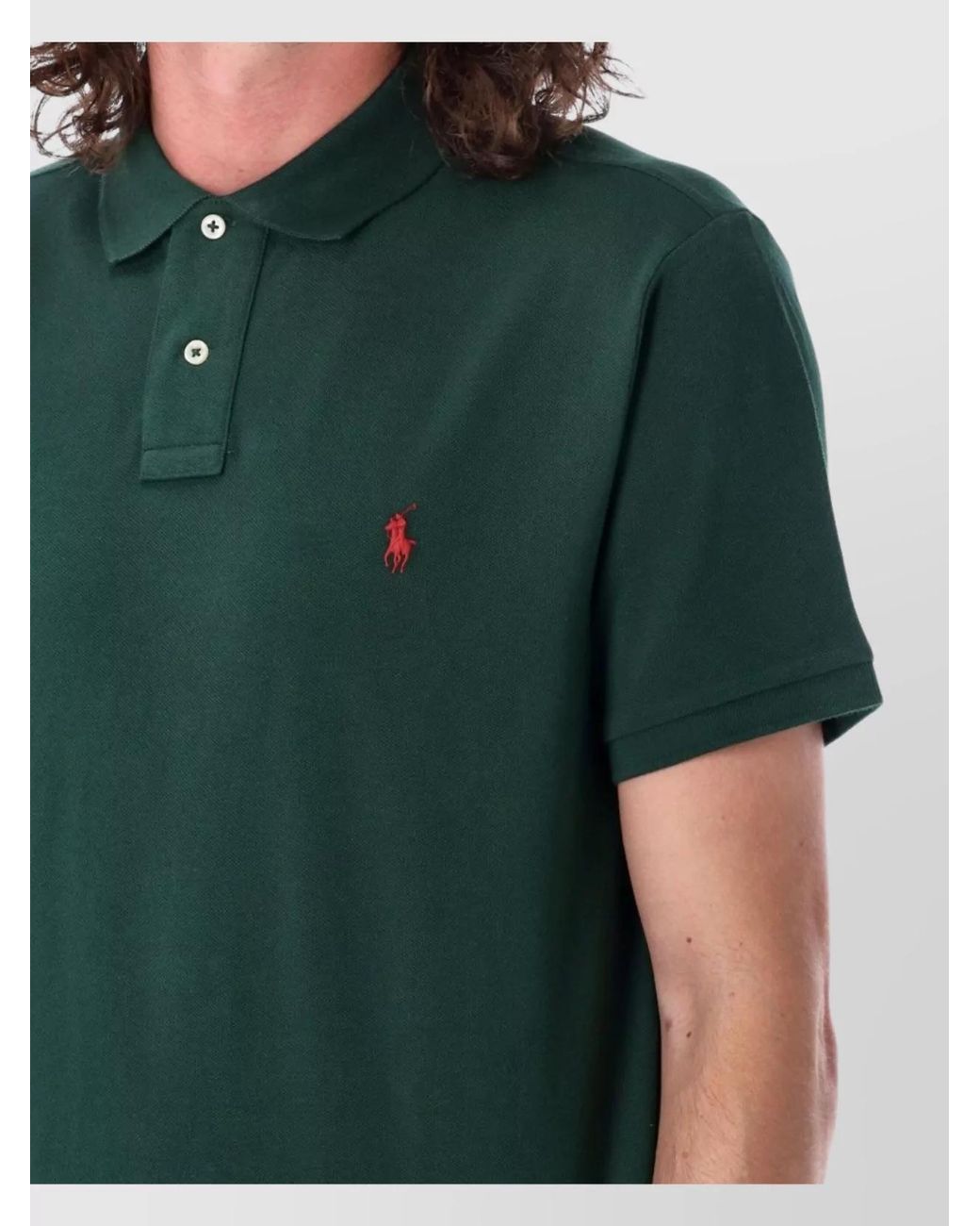 Polo Ralph Lauren Green Cotton Piqué Logo Short-Sleeve Polo Shirt for men