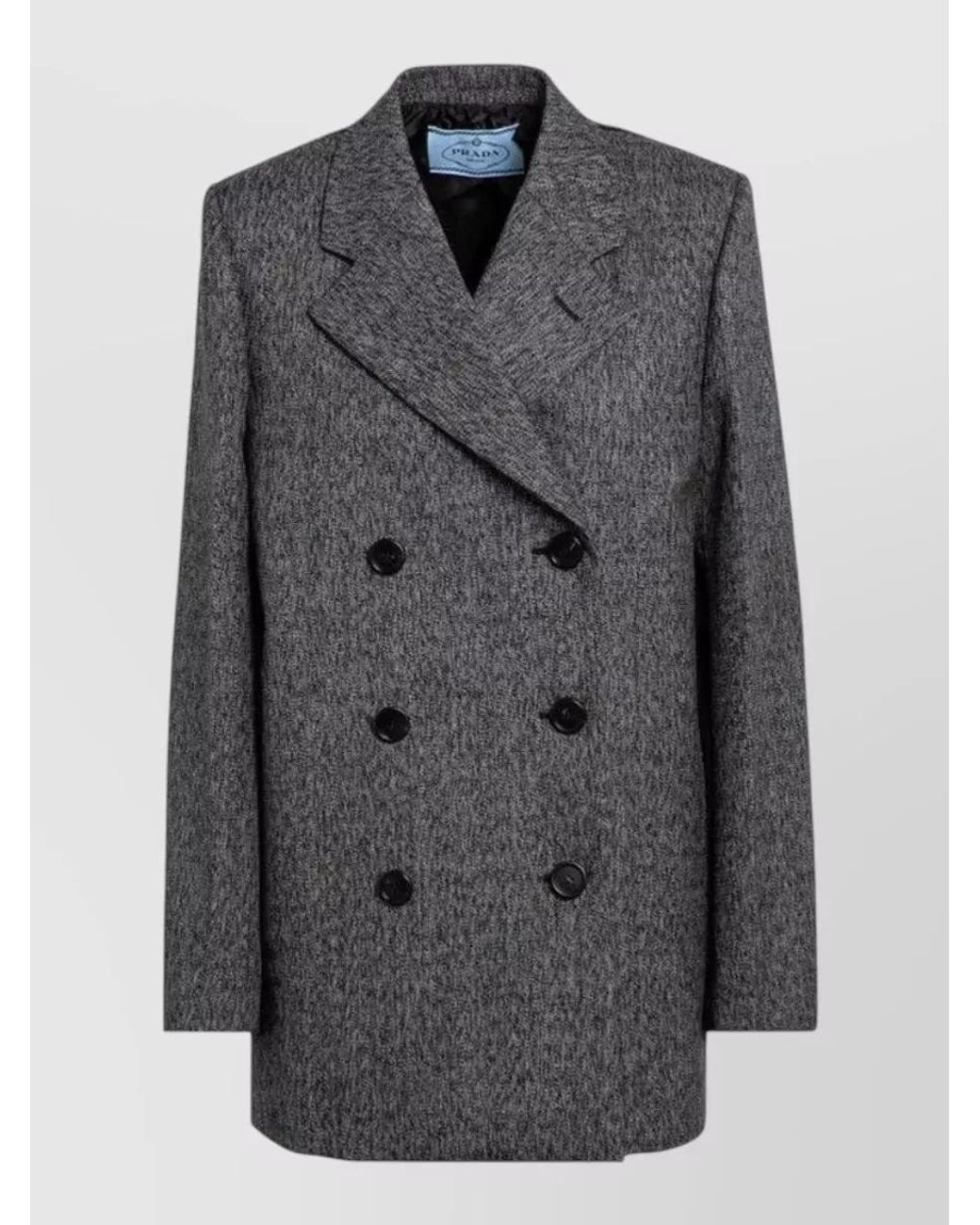 Prada Black Double-Breasted Virgin Wool Blazer