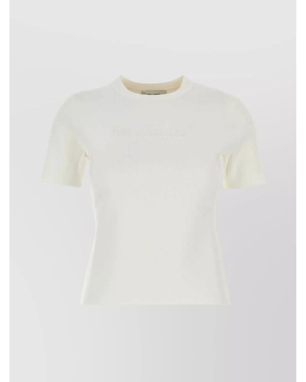 Max Mara White Ribbed Crew Neck Short Sleeve Top