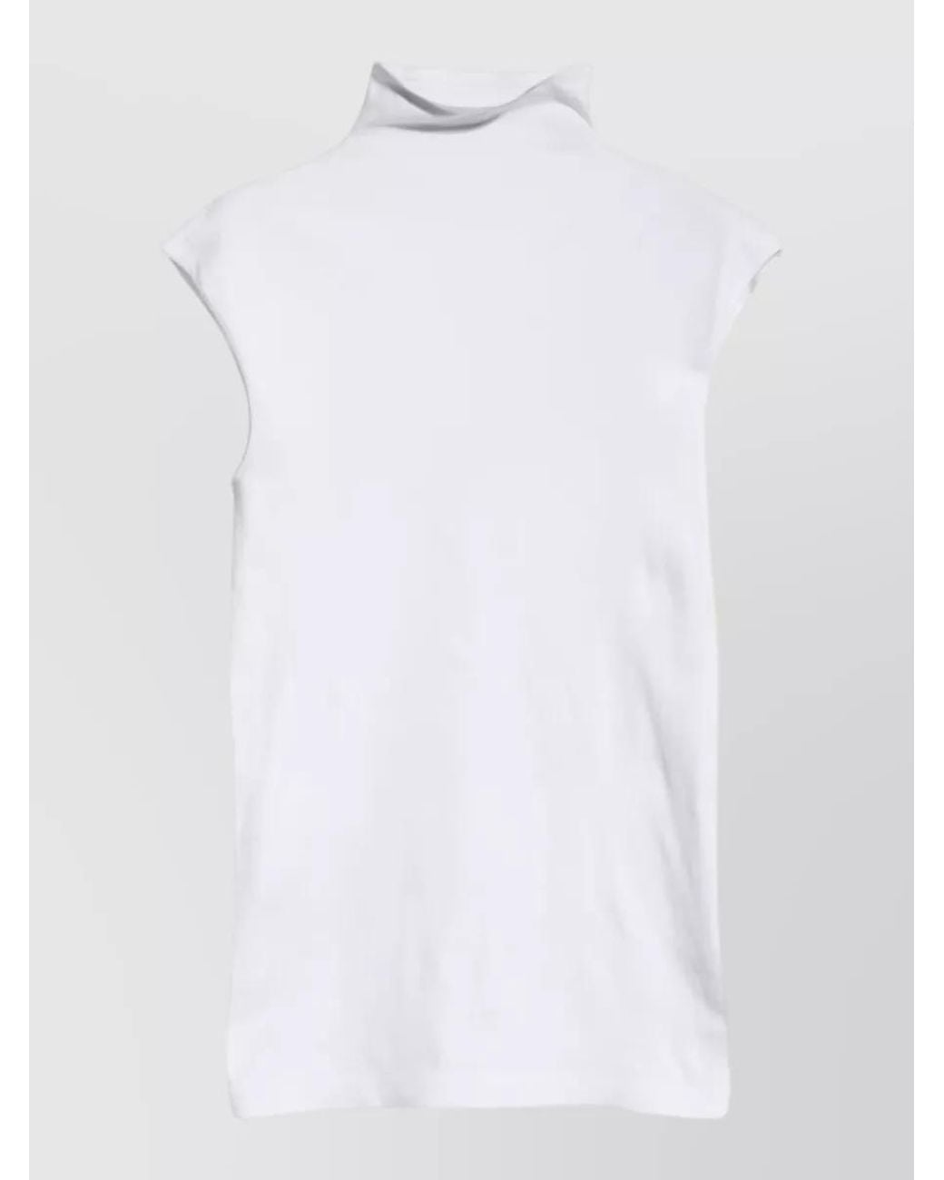 Gucci White Seamless Stretch Turtleneck Sleeveless Top
