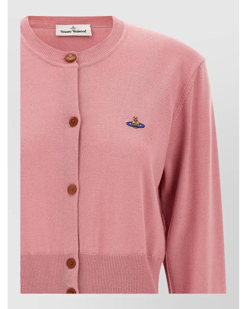 Vivienne Westwood Pink Wool Cropped Ribbed Cardigan
