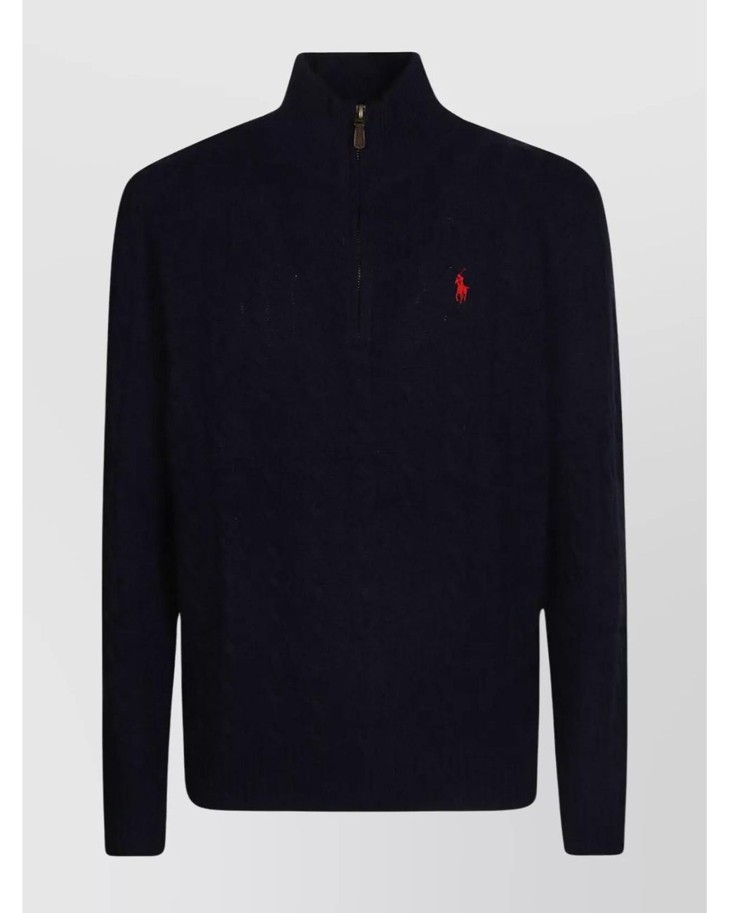 Polo Ralph Lauren Blue Cashmere Wool Cable-Knit Quarter-Zip Jumper for men