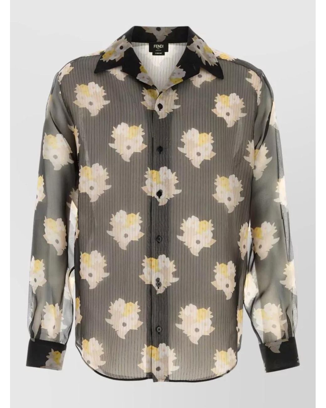 Fendi Multicolor Silk Oversized Printed Shirt for men