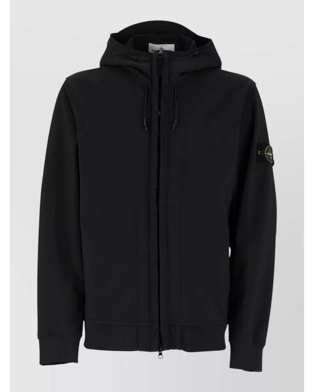 Stone Island Black Softshell Hooded Raincoat for men