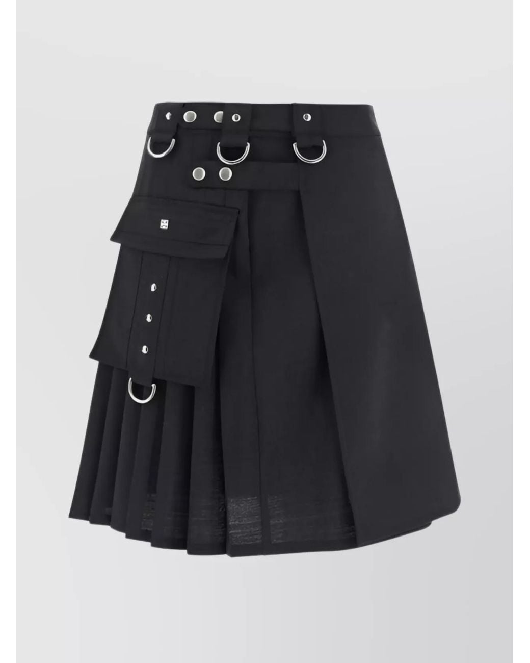 Givenchy Black Wool A-Line Skirt
