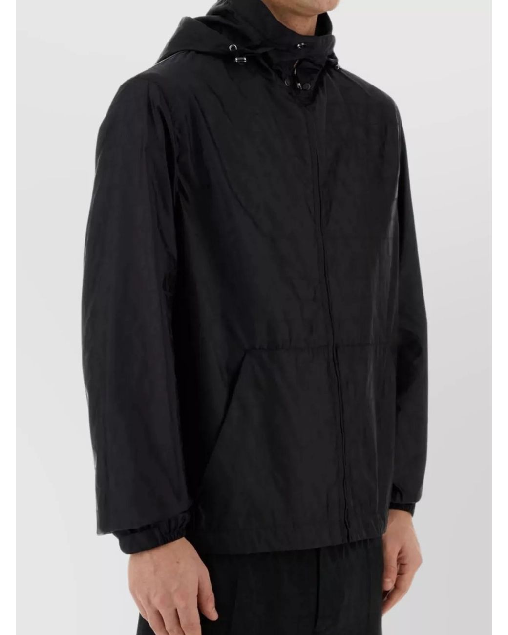 Valentino Garavani Black Nylon Hooded Windbreaker Jacket for men