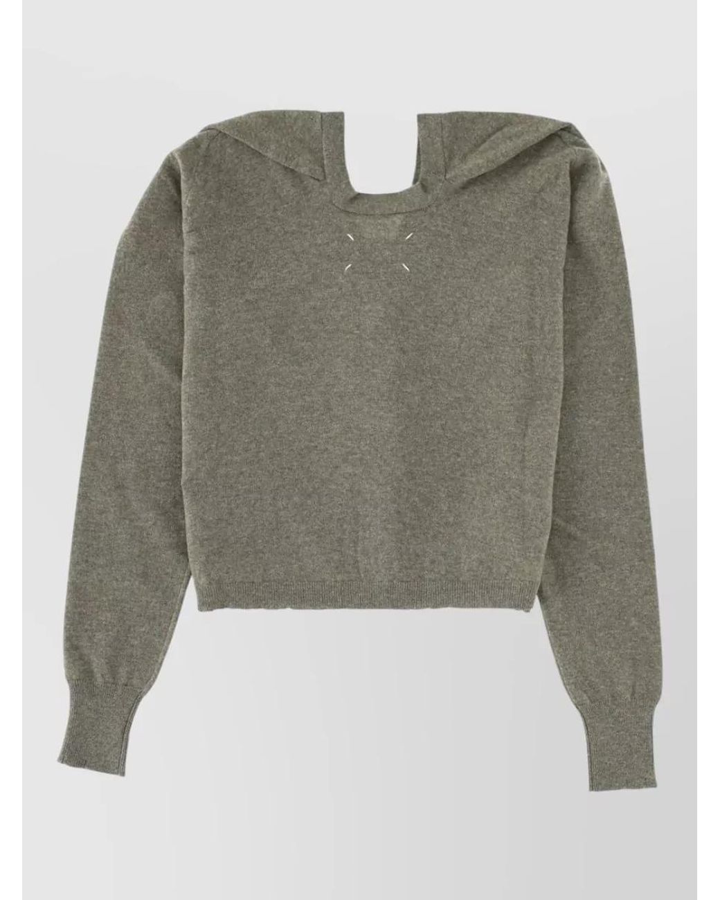 Maison Margiela Green Cropped V-Neck Wool Cardigan
