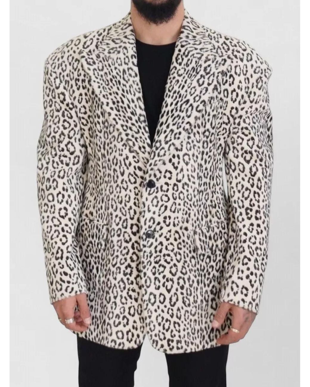 Dolce & Gabbana Gray Leopard Single Breasted Blazer for men