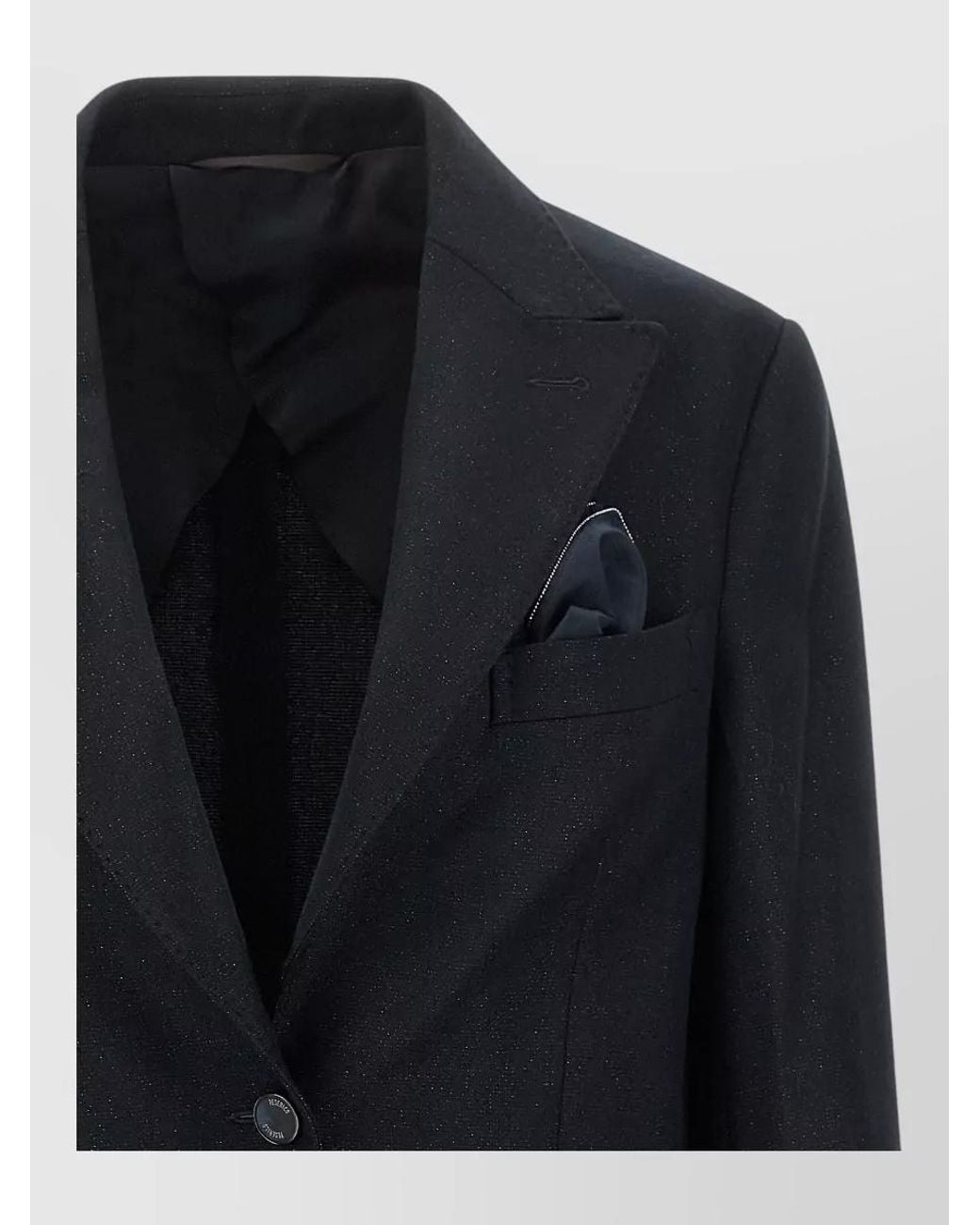 Peserico Black Virgin Wool Single-Breasted Suit Jacket