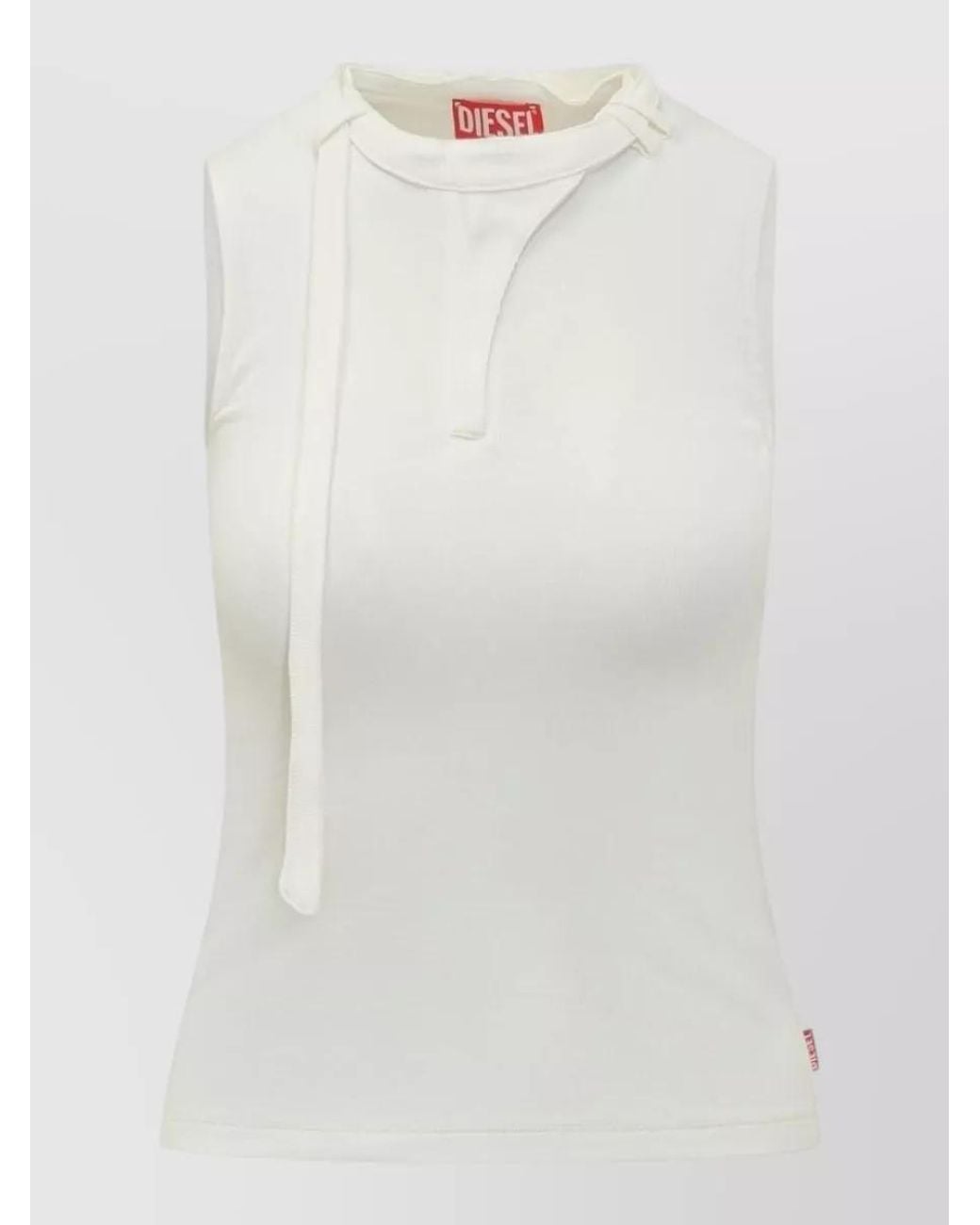 DIESEL White Ribbed Sleeveless Cotton Tank Top